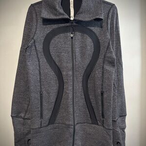 lululemon athletica Heathered Gray Zip-Up Jacket with Black Accents